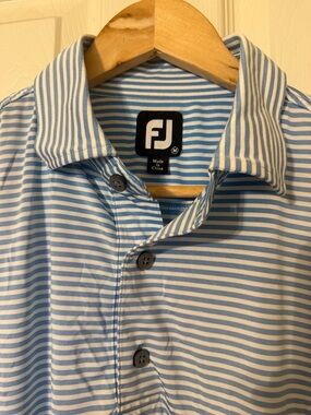 FootJoy Light Blue & White Striped Men’s Polo